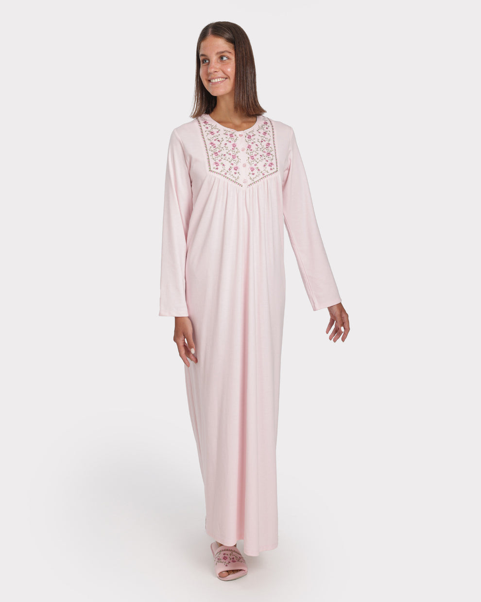 Rose House Gown | جلابية/قميص نوم قطن بطبعات ورد – Alenza