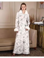 Floral winter galabeya with soft collar | جلابية شتوي ورود بياقة ناعمة