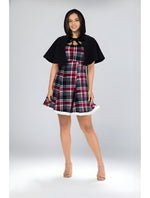 Plaid wool house dress with cape | فستان بيت صوف كاروه مع كاب