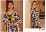 دريس طويل مشجر بفتحة جانبية Printed Maxi Dress with Side Slit