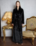 Black Velvet Fur Robe | روب قطيفة أسود بفرو