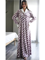 Winter polar housegown with hearts and white bracelets.