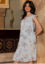 Off-white floral short dress | فستان قصير أوف وايت بورد هادئ