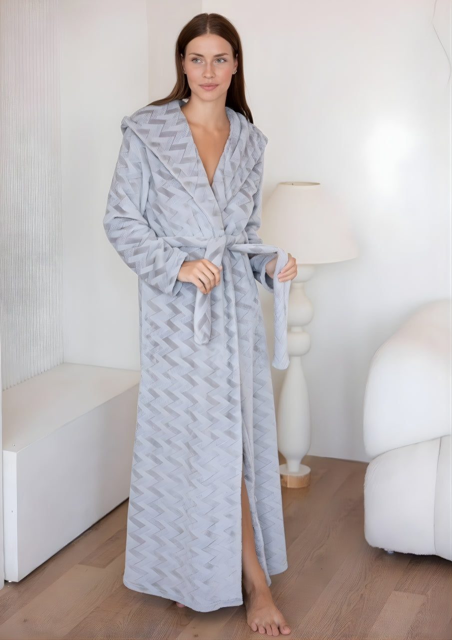 Grey polar zigzag robe