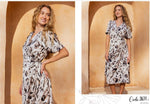 دريس ماكسي مشجر برباط جانبي Printed Maxi Dress with Side Tie