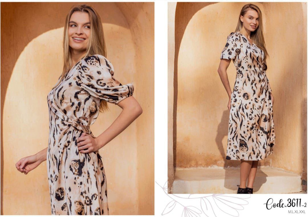 دريس ماكسي مشجر برباط جانبي Printed Maxi Dress with Side Tie