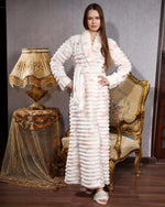 Striped Blush-Off-White Plush Robe | روب فرو مُدرّج أوف وايت بلمسة روز